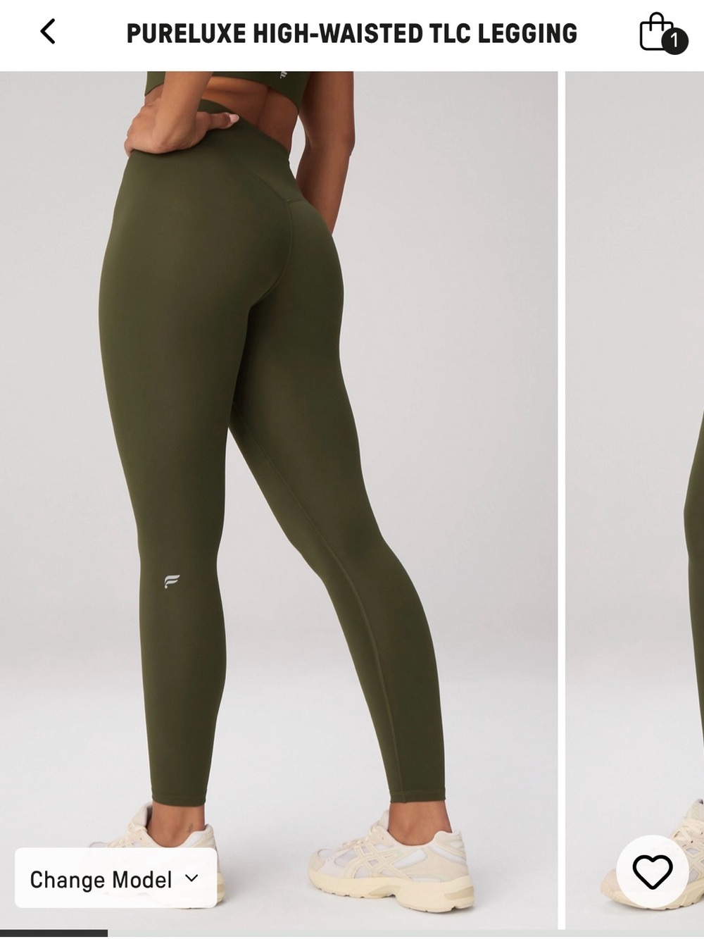 Fabletics High-Waisted Legging in Olive Green